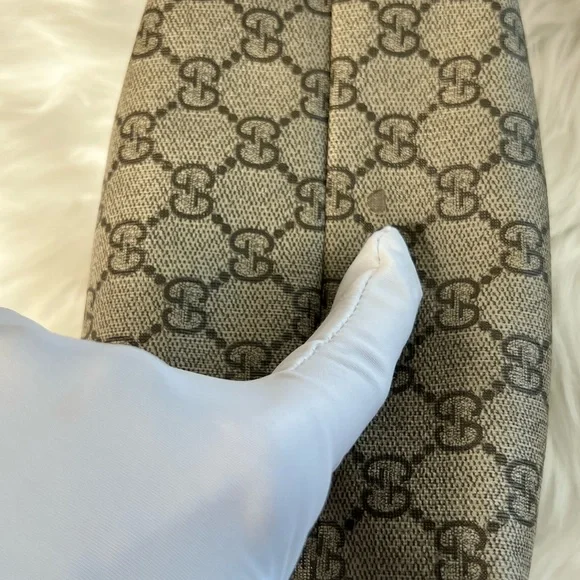 Cosmetic Bag Gucci Ophidia GG Supreme Brown Coated Canvas Large Zippy Gold Tone - Picture 14 of 17